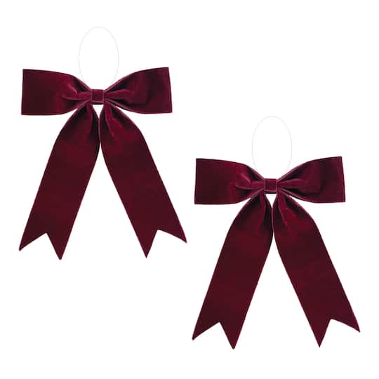 95608DS 16 x 16.5 in. Polyester Bow Ornament, Red - Set of 2